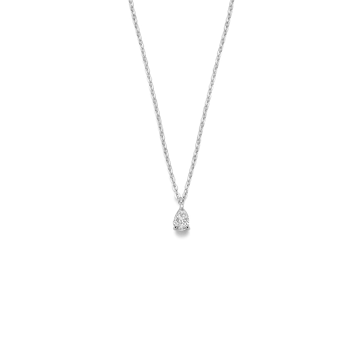 Gerhodineerd 925 zilveren collier uitgevoerd met zirkonia. Het collier heeft een draaglengte van 42cm met 3cm extensie.