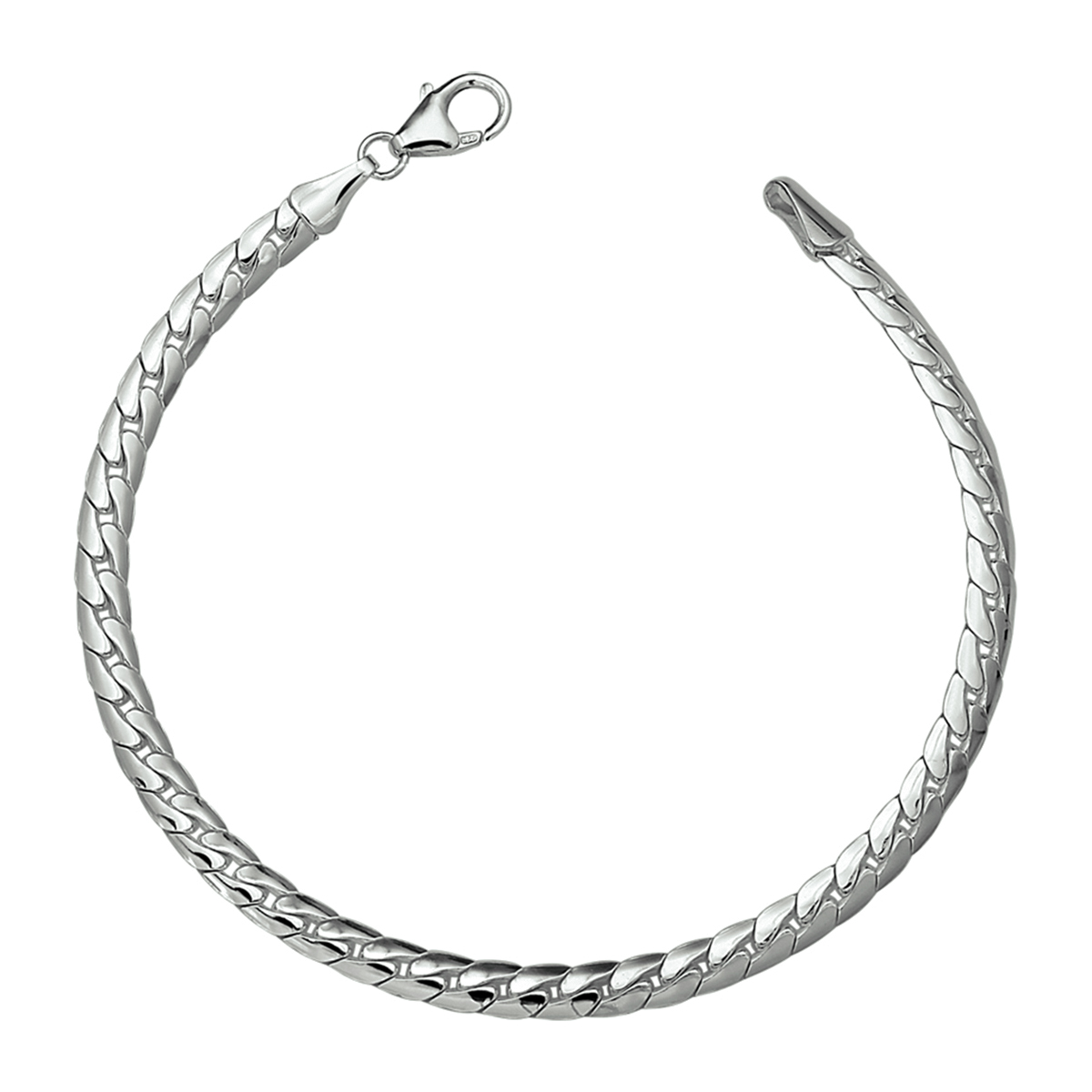 Zilveren armband met visgraat schakel. De schakelbreedte is 4.5mm.