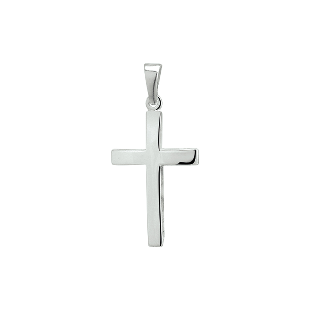 Zilveren hanger met een kruis.