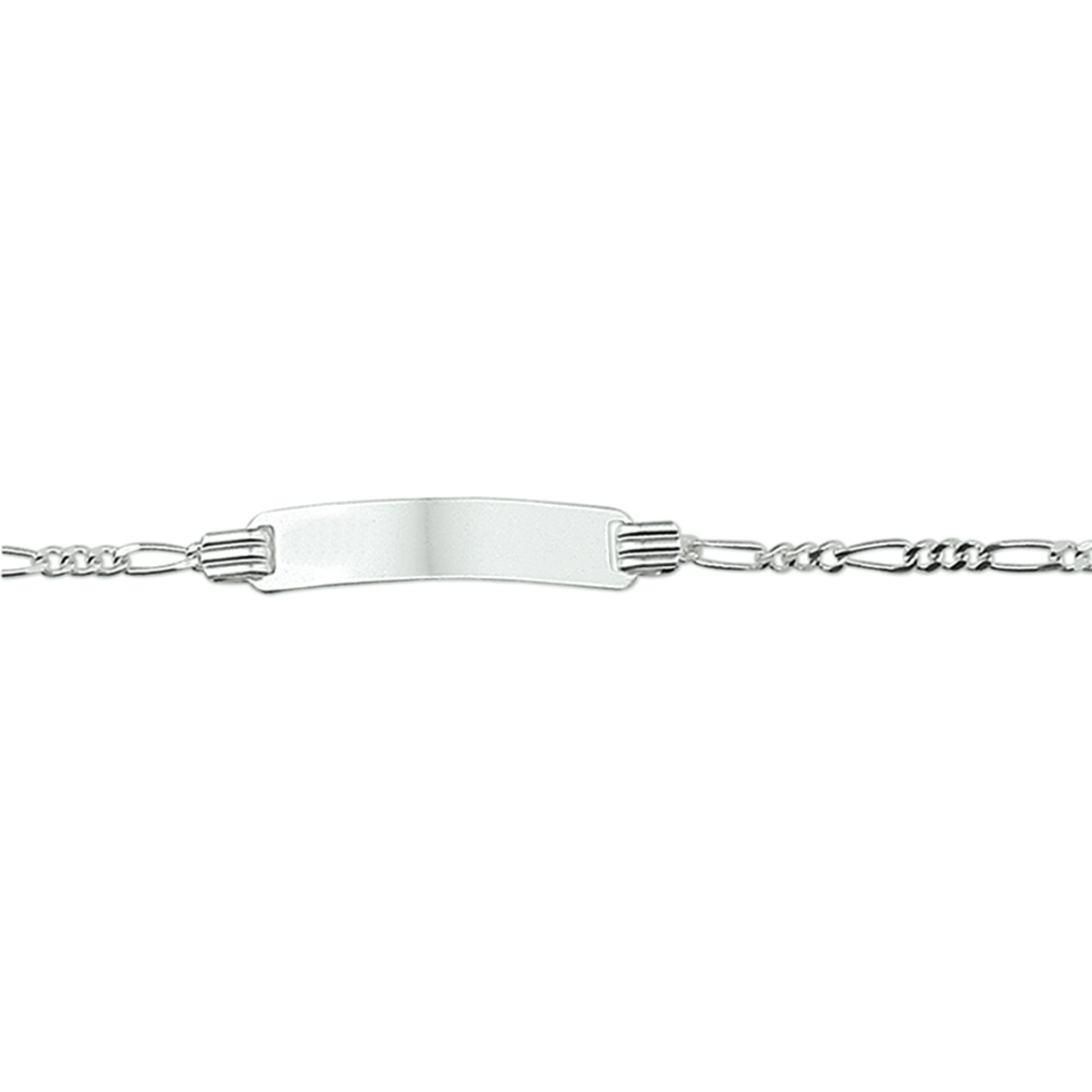 Zilveren graveerarmband. De lengte bedraagt 11cm met 2cm extensie. De breedte van de graveerplaat bedraagt 4.8mm.