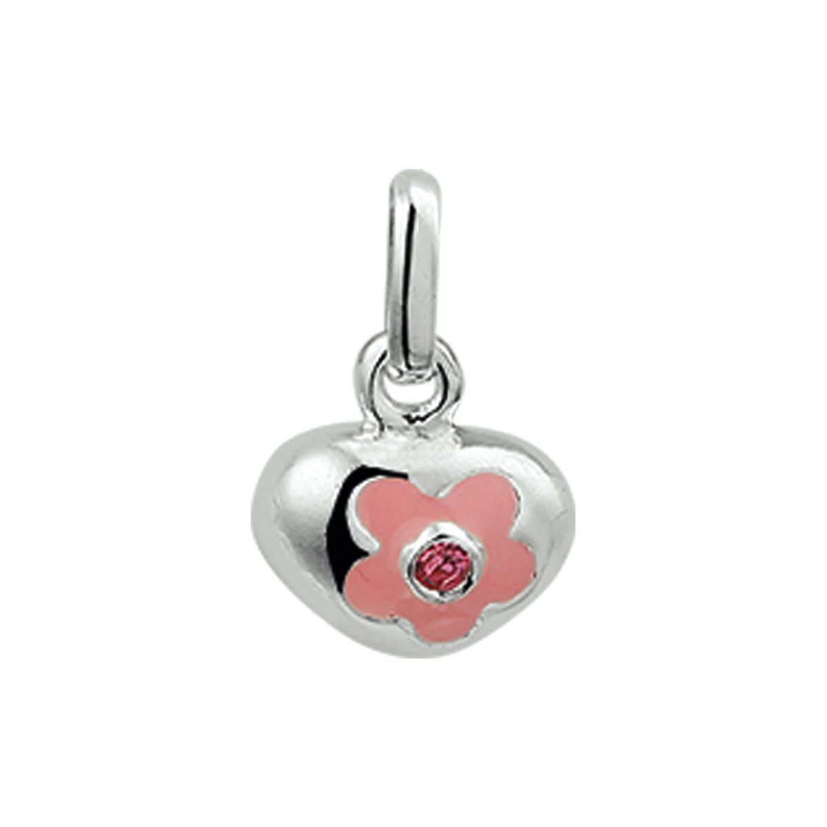 hanger hart en roze zirkonia zilver wit