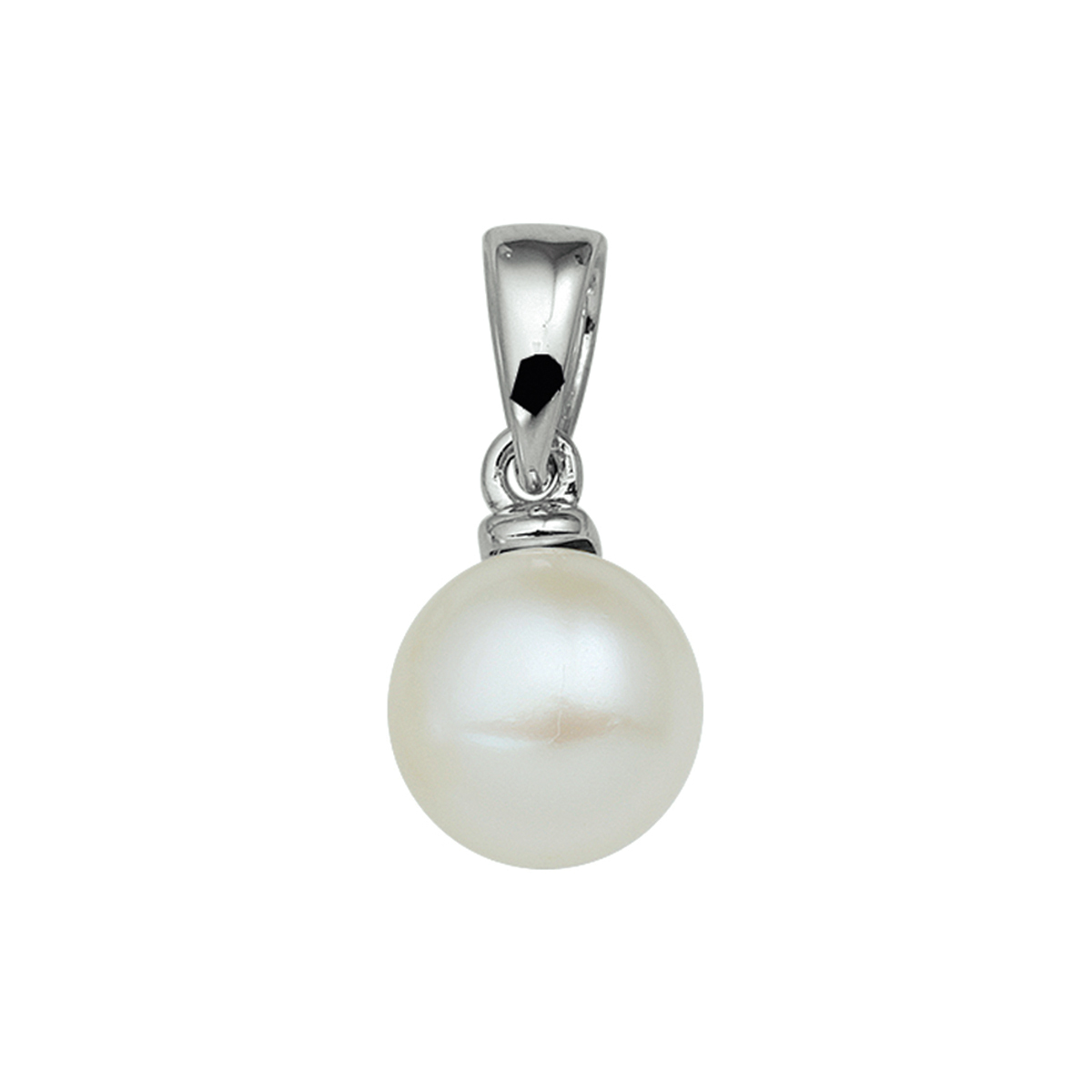 Gerhodineerd zilveren hanger met zoetwaterparel. De bedel heeft een los hangoog.