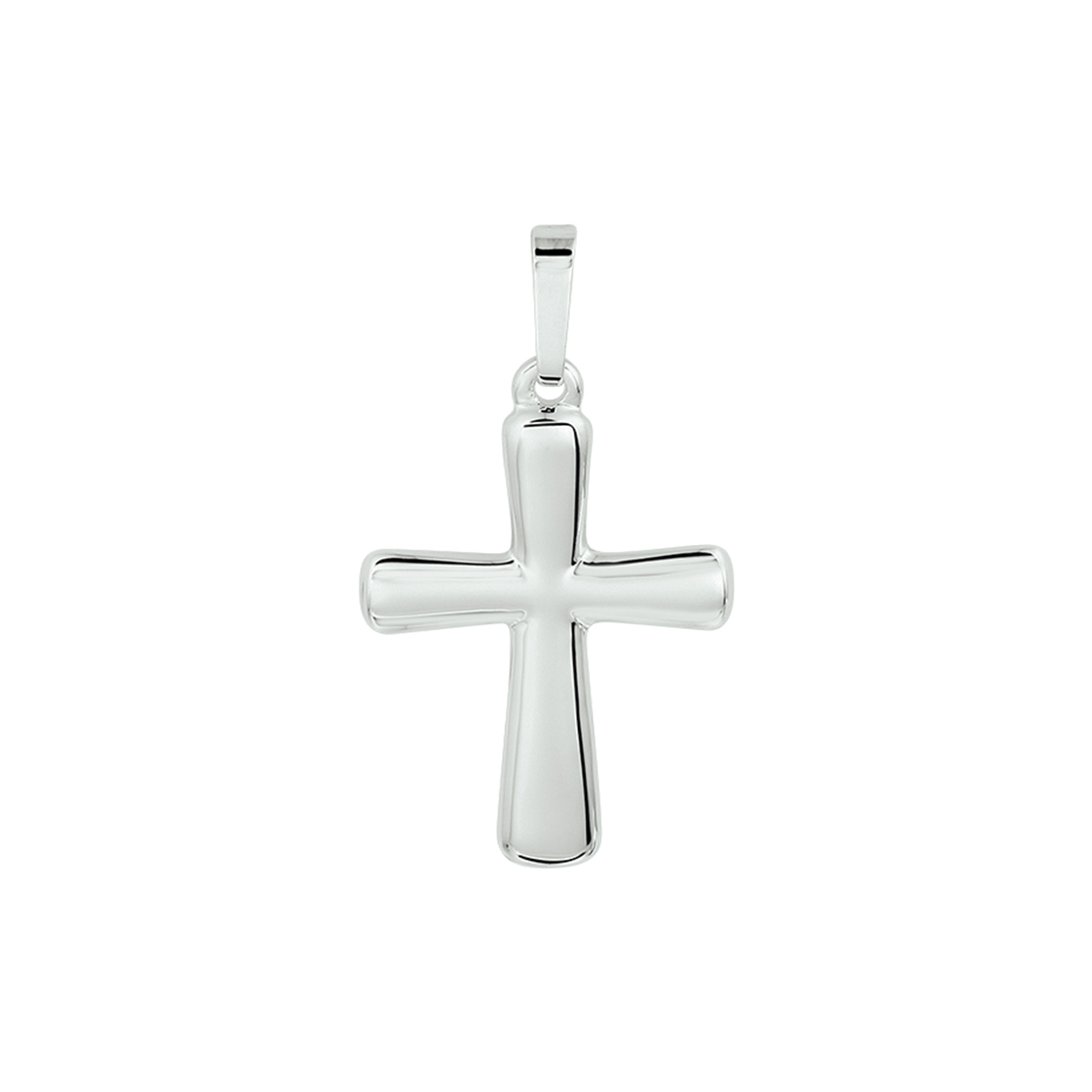 Gerhodineerd 925 zilveren hanger in de vorm van een kruis. De hanger heeft een totale hoogte van 2.9cm en een breedte van 16mm.