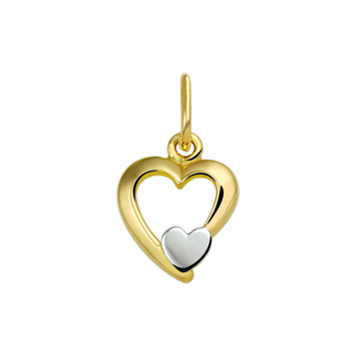 hanger hart bicolor gestift 14K geelgoud