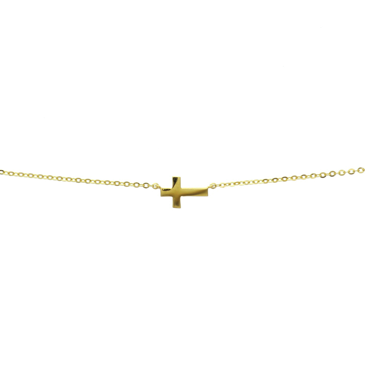 gouden collier, anker+ kruisje 45cm