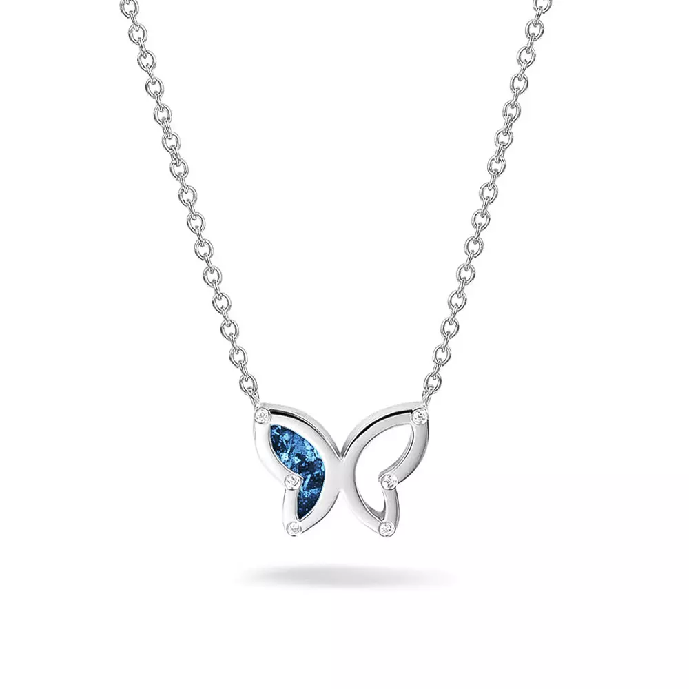 See You Gedenksieraden - Zilver collier met vlinder hanger, as-sieraad, 45cm - 606-S