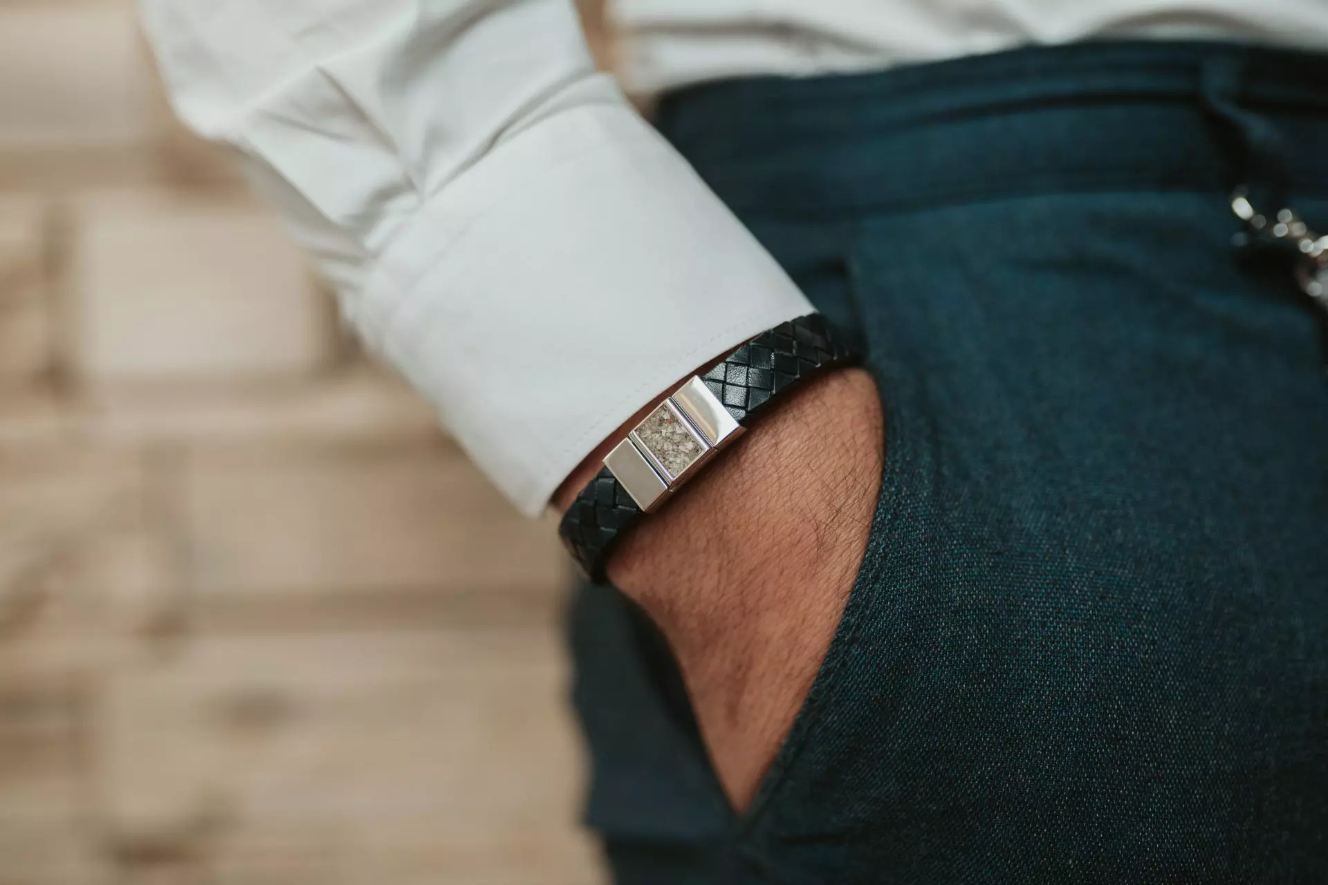 See You Gedenksieraden - Lederen armband met zilveren sluiting, camel kleurig leer, 16/23cm, As-Sieraad - BG-008-Camel