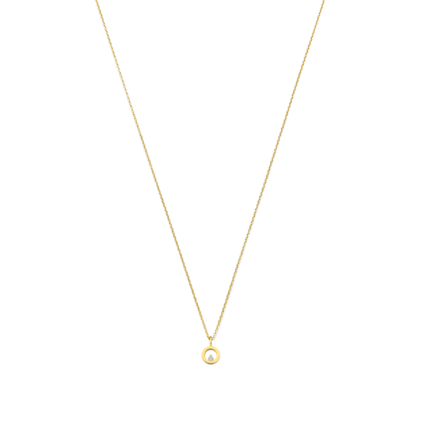 Minioro gouden collier met cirkelhanger met 0.03ct. diamant