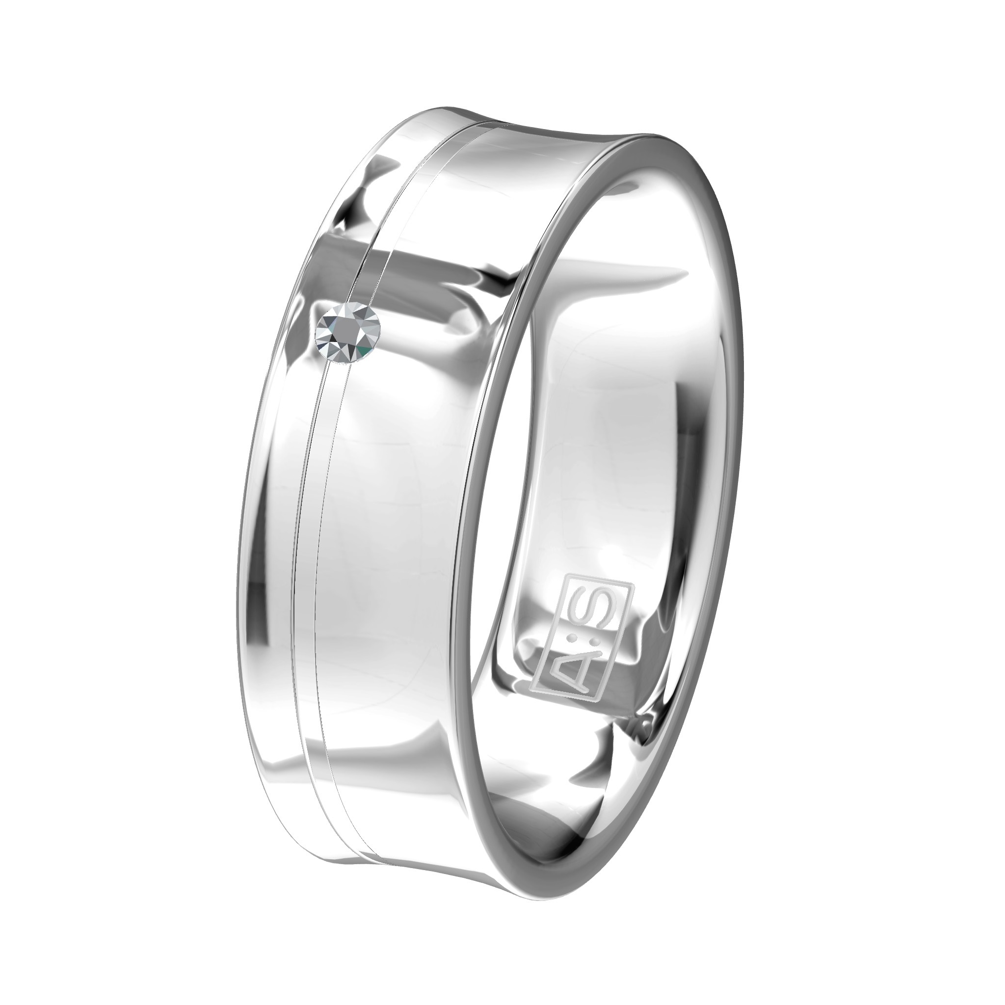 Helemaal van nu, dat is deze ring met een holle buitenkant en uitgevoerd met een briljant!