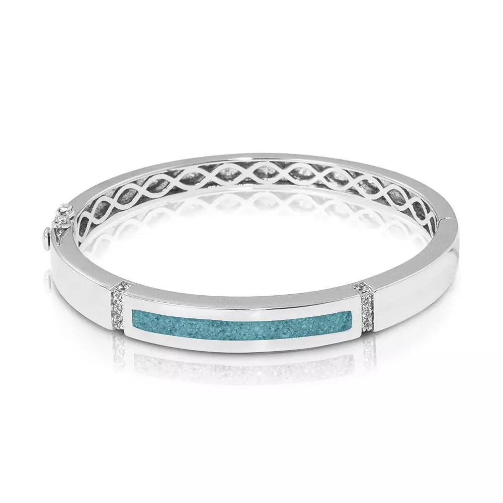 See You Gedenksieraden - Zilveren bangle armband met zirconia's, as-sieraad, 60mm - BL-011-60