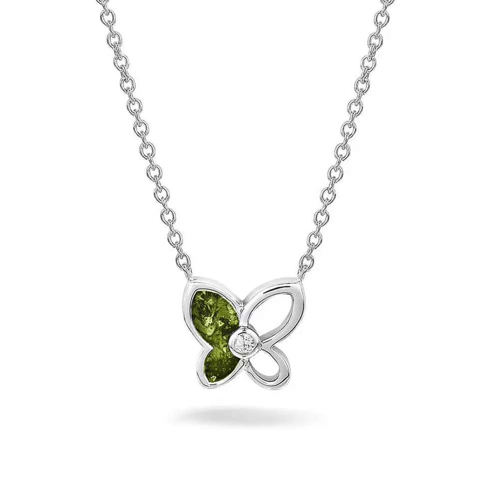See You Gedenksieraden - Zilveren collier met vlinder hanger, as-sieraad, 42/45cm - 603-S