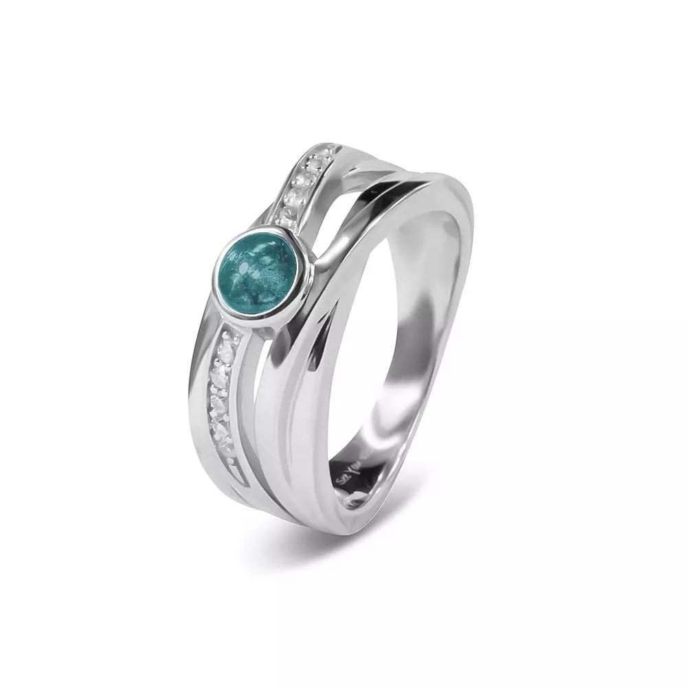 See You Gedenksieraden - Zilveren damesring, cross-over bezet met zirconia's, as-sieraad - RG007-58