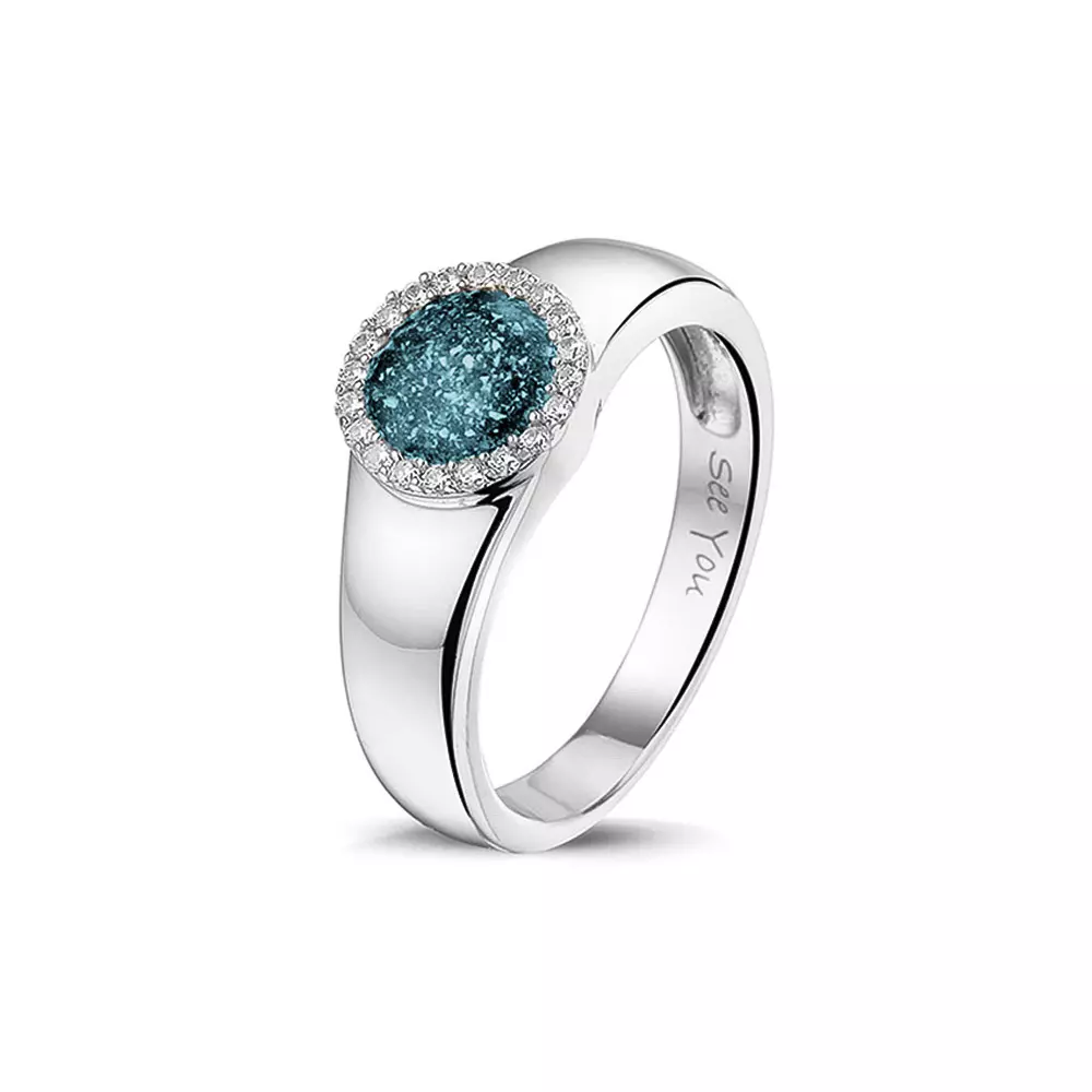 See You Gedenksieraden - Zilveren damesring bezet met zirconia's, as-sieraad - RG-021-58