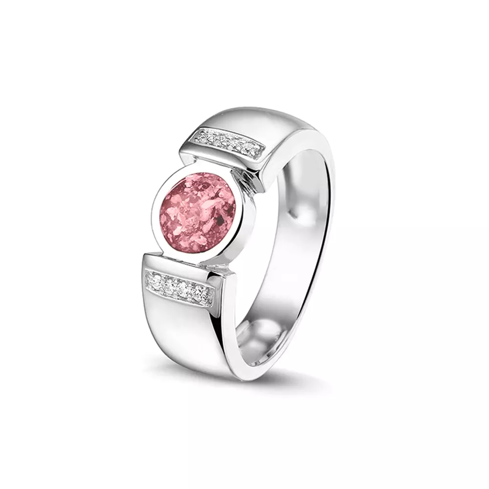 See You Gedenksieraden - Zilveren damesring bezet met zirconia's, as-sieraad - RG-022-54