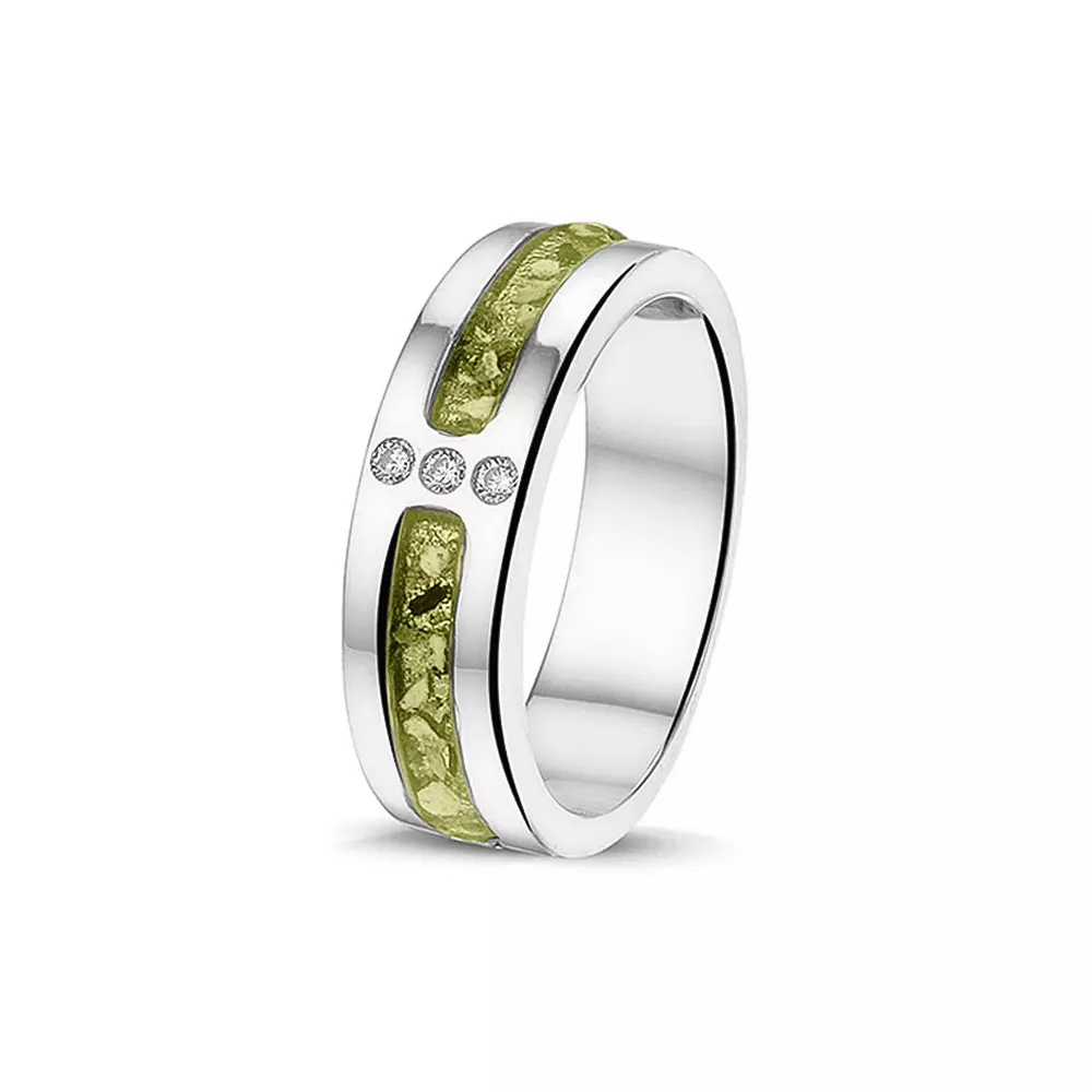 See You Gedenksieraden - Zilveren damesring bezet met zirconia's, as-sieraad - RG-024-56