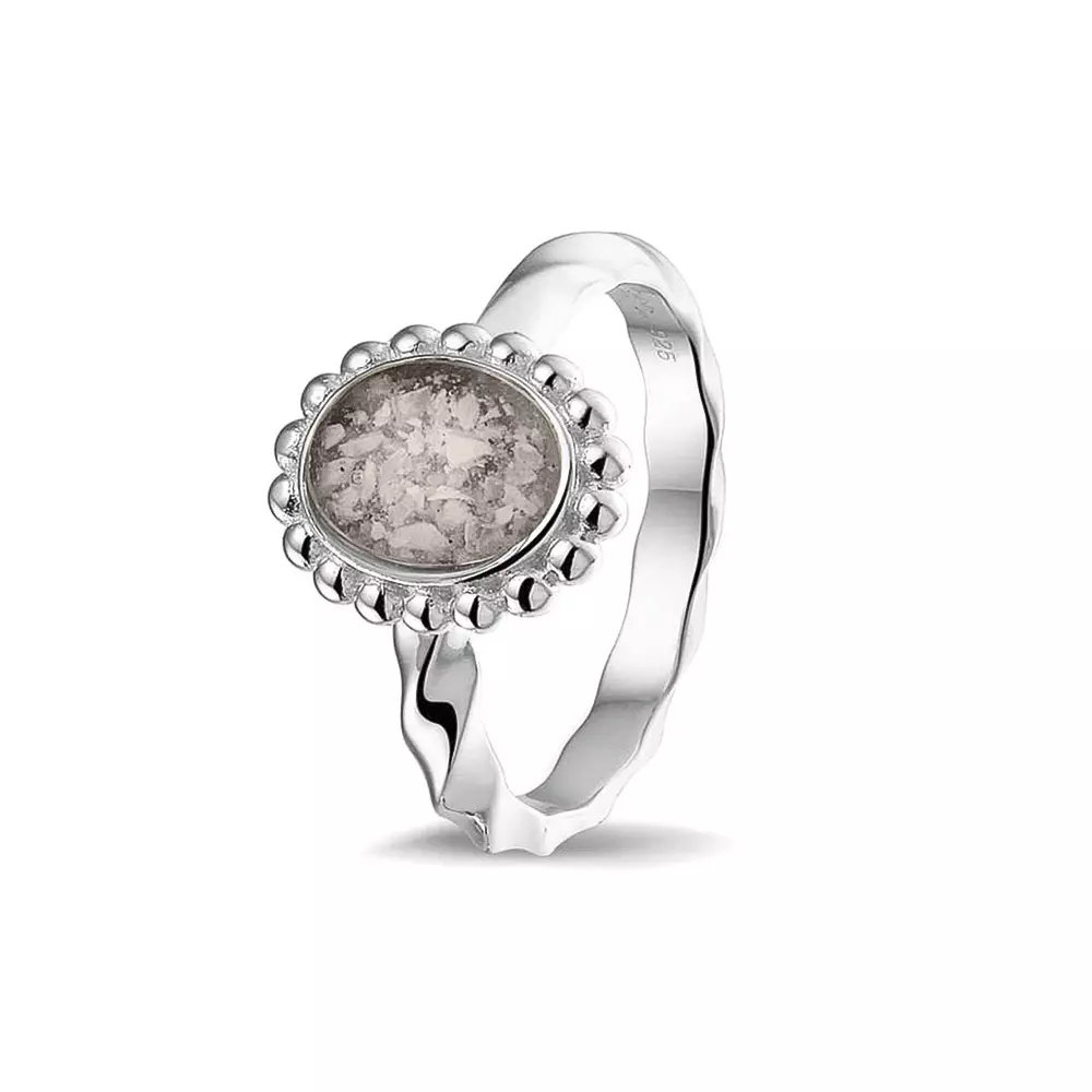 See You Gedenksieraden - Zilveren damesring met parelrand, as-sieraad - RG-032-60