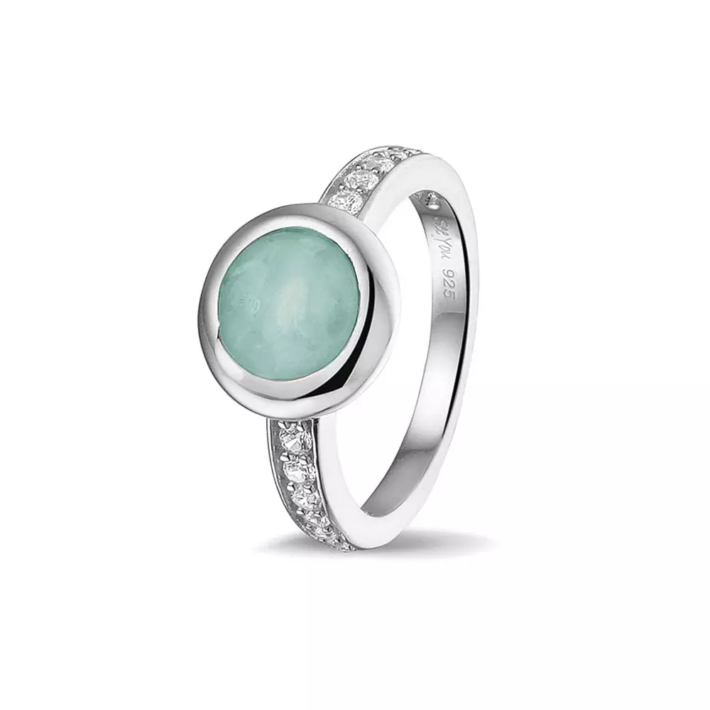 See You Gedenksieraden - Zilveren damesring bezet met zirconia's, as-sieraad - RG-035-56