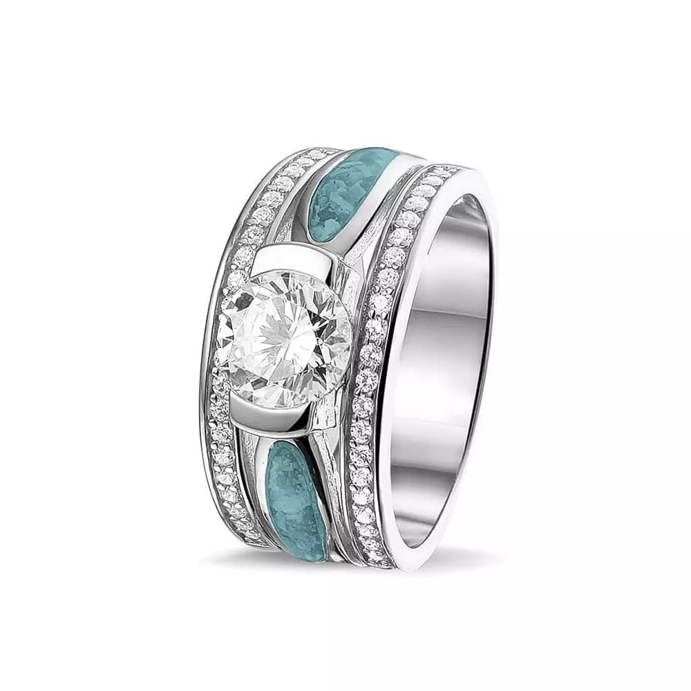 See You Gedenksieraden - Zilveren damesring bezet met zirconia's, as-sieraad - RG-041-60