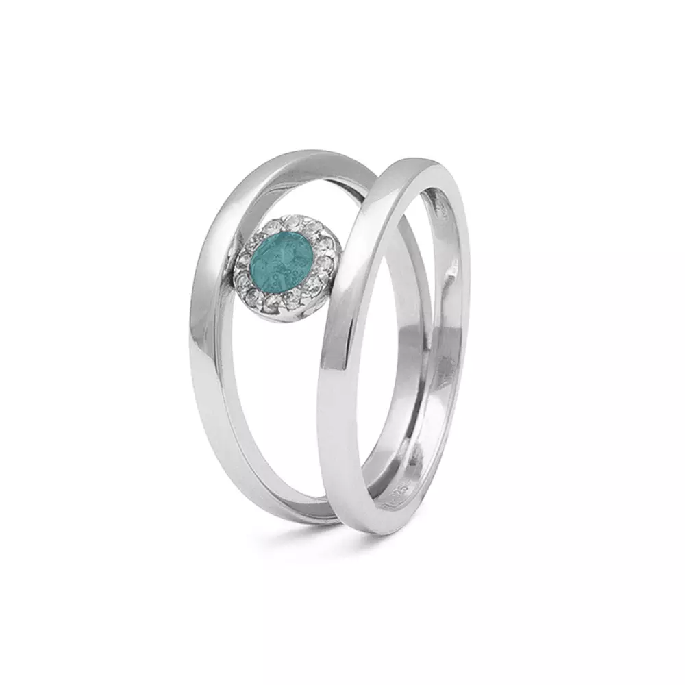 See You Gedenksieraden - Zilveren damesring bezet met zirconia's, as-sieraad - RG-015-58