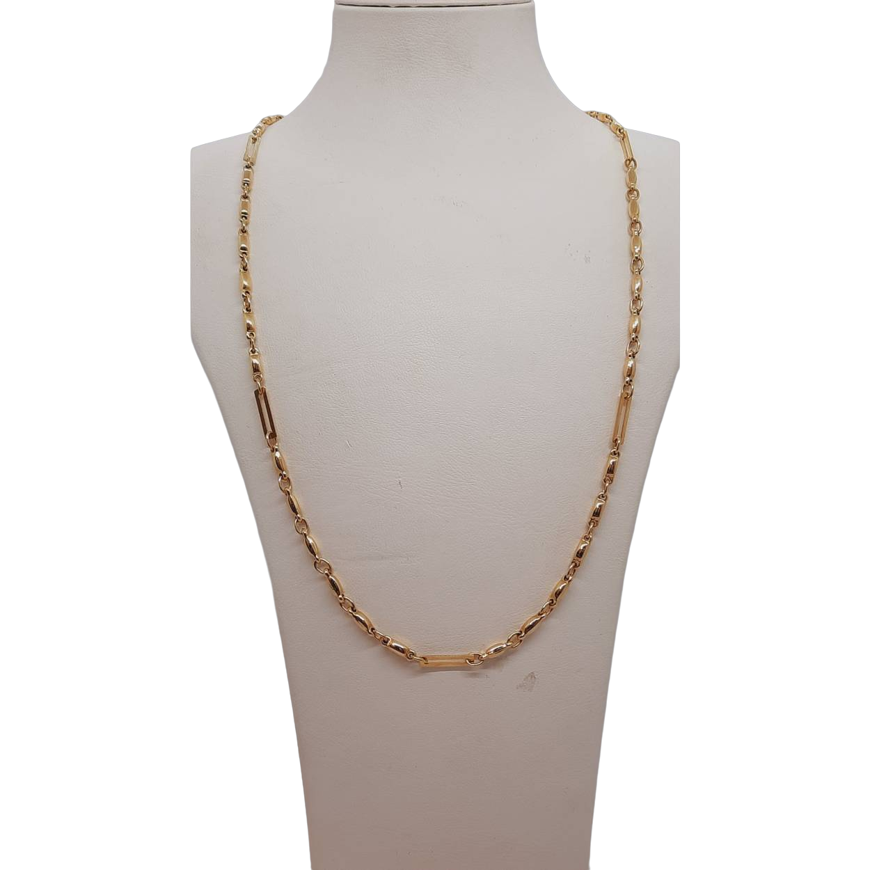 Deze gouden ketting heeft de volgende kenmerken: 14-karaats goud, een lengte van 65 cm, een breedte van 3 mm, en een gewicht van 10,5 gram. De ketting is glanzend en goudkleurig. Perfect voor zowel dagelijks gebruik als speciale gelegenheden. Draag deze elegante ketting solo of combineer met andere gouden juwelen voor een verfijnde look.