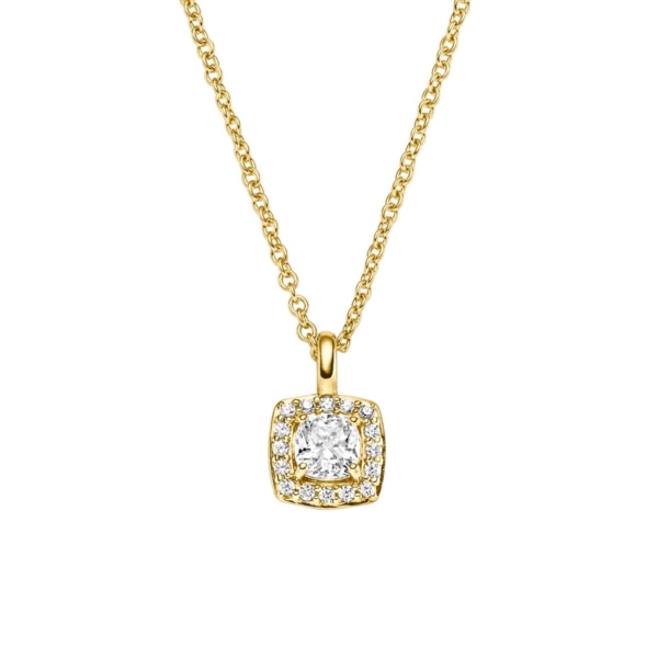 Prachtige goudkleurige ketting van het merk Viventy. Het collier is vervaardigd uit 925 zilver en bezet met schitterende diamanten.