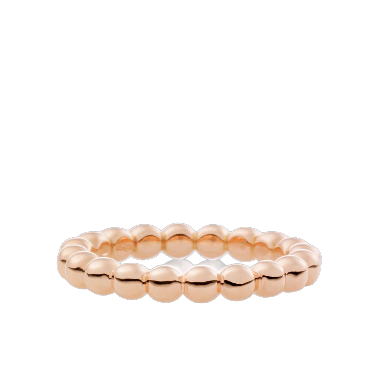 een 18 krt roségouden ring Bron model stax. Het balletjesmotief is net als het kusje een terugkerend thema in de Bron collectie. 3,5mm.