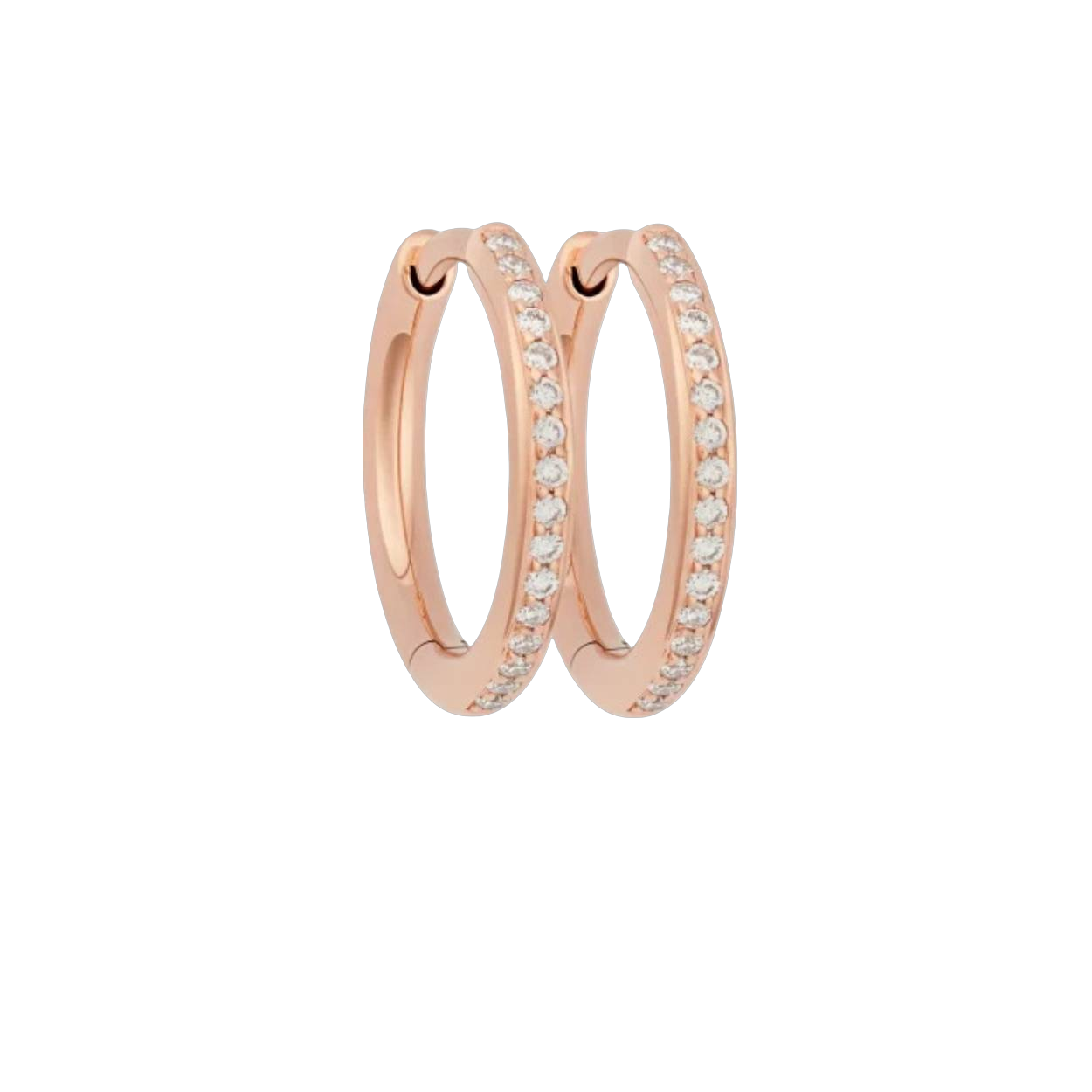 Een paar 18 krt roségouden oorringen Bron model Lux 16mm met diamant briljant geslepen totaal 0.20/G/VVS-1