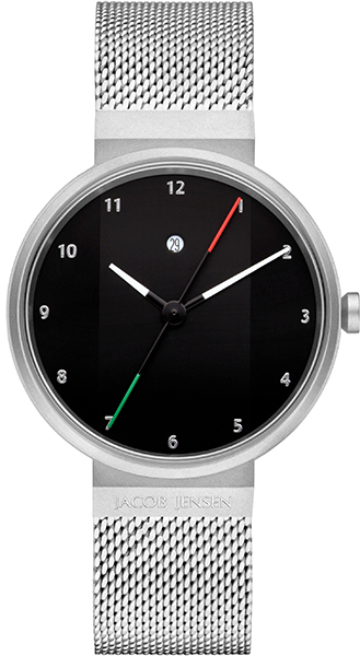 Bij dit Jacob Jensen horloge is er een prachtige combinatie gemaakt van het materiaal van de kast, namelijk edelstaal met het geweldige edelstaal (Milanees) voor de band. Dit model is voorzien van een kwalitatief quartz uurwerk. Vergeet ook niet naar de kleur van de wijzerplaat zwart van deze Jacob Jensen New Line 790 te kijken! Het materiaal glas van dit horloge is mineraal glas, en het horloge is 3 ATM (handen wassen) waterdicht. 2 jaar garantie!