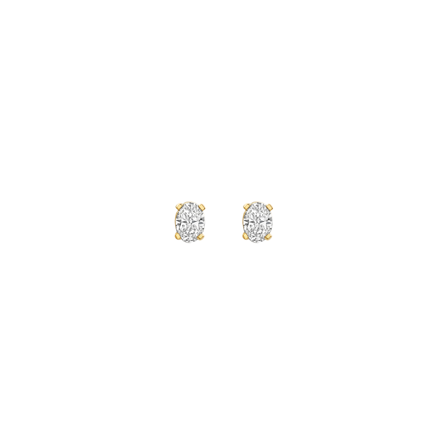 Blush Lab Diamonds - Geelgouden solitair oorknopjes bezet met ovaal geslepen labgrown diamanten - LG7026Y