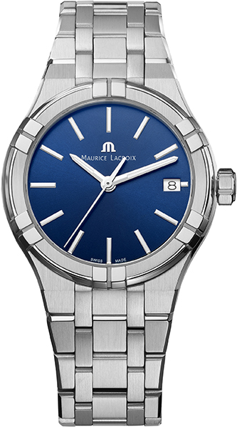 Dit horloge is onderdeel van de Maurice Lacroix Aikon serie, een remake van de iconische Maurice Lacroix Calypso uit de jaren 90. Het zijn sportieve horloges, die in één oogopslag herkenbaar zijn vanwege hun stijlvolle design en prominent aanwezige lunet. Dit model is uitgevoerd met een platte edelstalen horlogekast (40 mm) en bijpassende schakelband met prachtige verfijnde en gematteerde schakels. Op de chique, donkerblauwe wijzerplaat zijn een datumaanduiding en zilverkleurige indexcijfers te zien. Het quartz uurwerk heeft de precisie die we van de uurwerken van Maurice Lacroix gewend zijn. Daarnaast is het Aikon horloge voorzien van een ontspiegelend, krasarm saffierglas, schroefkroon en tot maarliefst 100 meter waterdicht. De AI1108-SS002-430-1 is dankzij zijn moderne, opvallende uitstraling een prachtig en zeer draagbaar horloge.