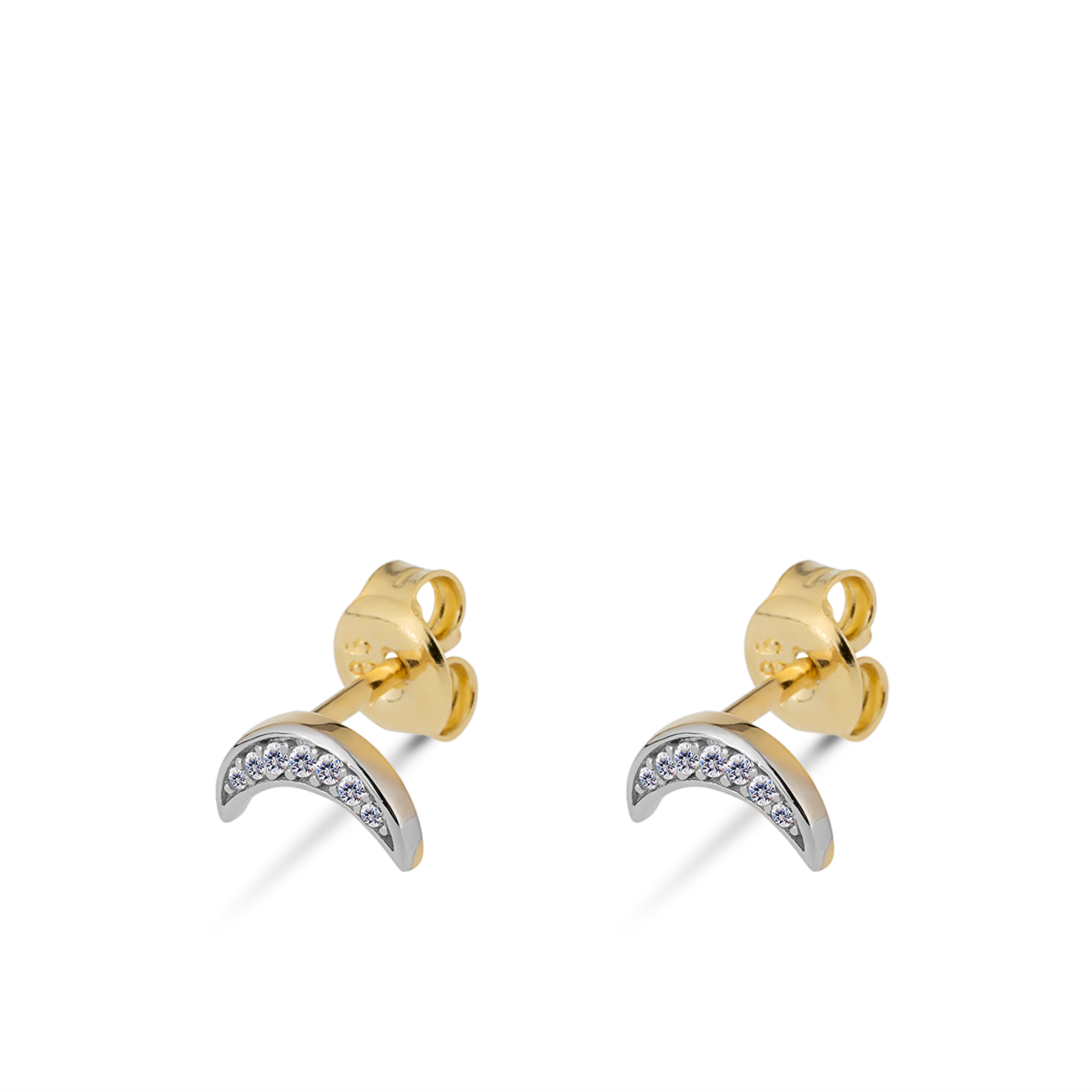 14kt. bicolor gouden Swing Jewels maantje oorknoppen Shine