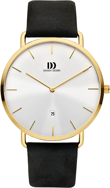 Danish Design horloge met zwarte band en goudkleurige kast