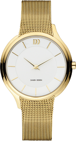 Danish Design horloge dames edelstaal met een goudkleurige kast en edelstaal
