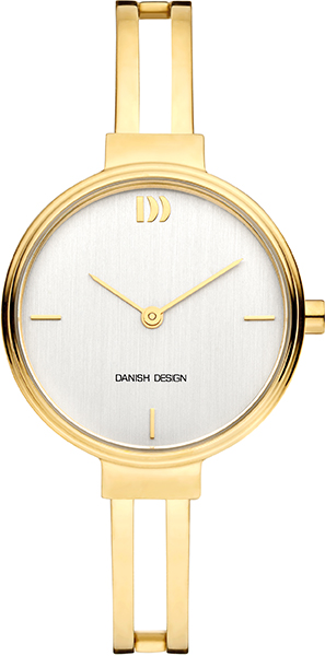 De Danish Design Barbara horloge, modelnummer IV05Q1265, is een elegante analoge polshorloge met een ronde kast van goudkleurig roestvrij staal en een witte wijzerplaat met strepen als index. Met een kastmaat van 27 mm en een bandbreedte van 8 mm, is dit nikkelvrij en anti-allergisch horloge perfect voor dagelijks gebruik. Waterbestendig tot niveau 3.