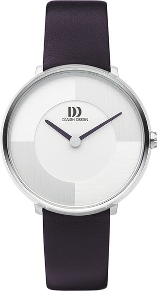 Dit is een prachtig horloge van het merk Danish Design. De kast is gemaakt van edelstaal. Dit is een quartz horloge met een donkerpaarse lederen band.