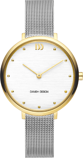 Dit trendy Danish Design IV65Q1218 Dameshorloge beschikt over een quartz uurwerk en een prachtige zilverkleurige meshband. De kast van dit dameshorloge is goudkleurig. Het glas van dit horloge is gemaakt van sterk mineraalglas. Dit prachtige horloge van Danish Design is gemaakt van staal. De wijzerplaat is zilverkleurig. Je hebt twee jaar garantie op het uurwerk en het horloge is spatwaterdicht.