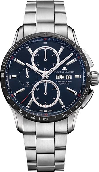 Dit is een horloge van het merk Maurice Lacroix gemaakt voor heren.

De specificaties zijn als volgt:
Kastmaat: 43 mm
Waterdichtheid: 10 ATM / 100 Meter / 330 Feet
Dit horloge heeft de volgende functies/eigenschappen:
Chronograaf
Datumaanduiding
Dagaanduiding
Tachymeter