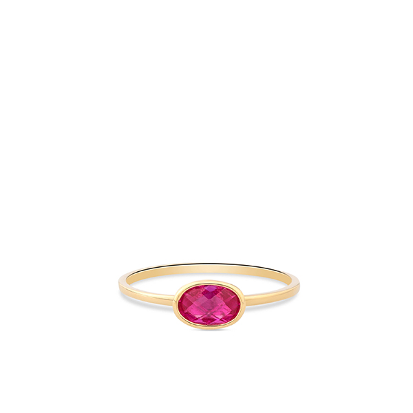 Dit is een ring van het merk Swing Jewels. De kleur van het sieraad is geelgoud. Dit sieraad bevat de edelsteen: zirconia. De kleur van deze edelsteen is: fuchsia.
