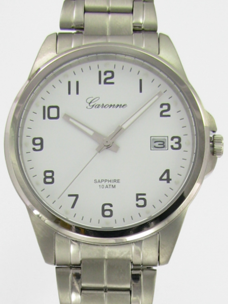 Dit is een horloge van het merk Garonne gemaakt voor heren.
De specificaties zijn als volgt:
Kastmaat: 40 mm
Waterdichtheid: 10 ATM / 100 Meter / 330 Feet
Dit horloge heeft de volgende functies/eigenschappen:
Datumaanduiding