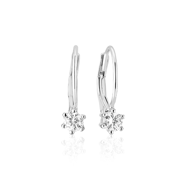 Zilveren oorhangers met zirkonium steentje van Sif Jakobs uit de 'Rimini' collectie - Sluiting: Franse haaksluiting - Afmetingen: 16mm lang x 0,9mm breed x 0,9mm dik - Verkrijgbaar in verschillende uitvoeringen!