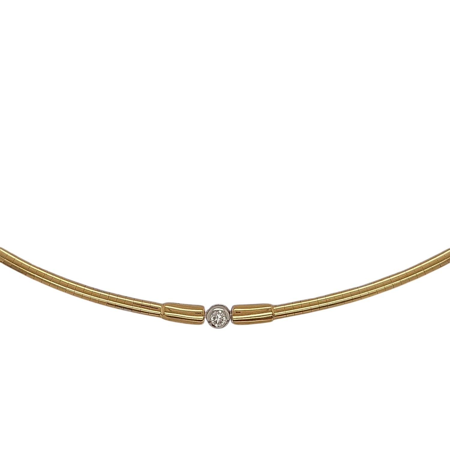 14kt bicolor Omega collier met 0,16ct briljant