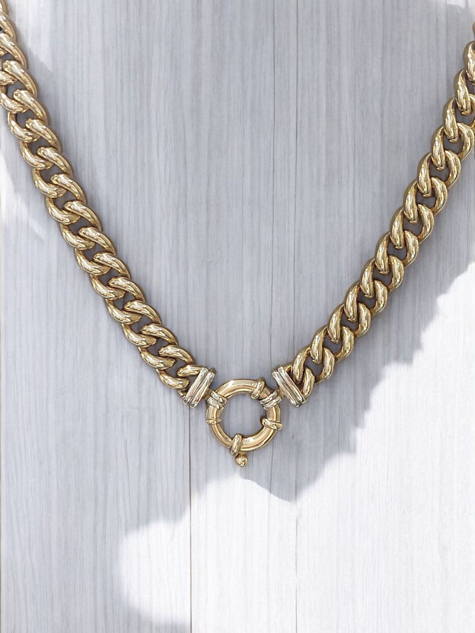 14kt gouden Gourmette collier met Springveer occassion