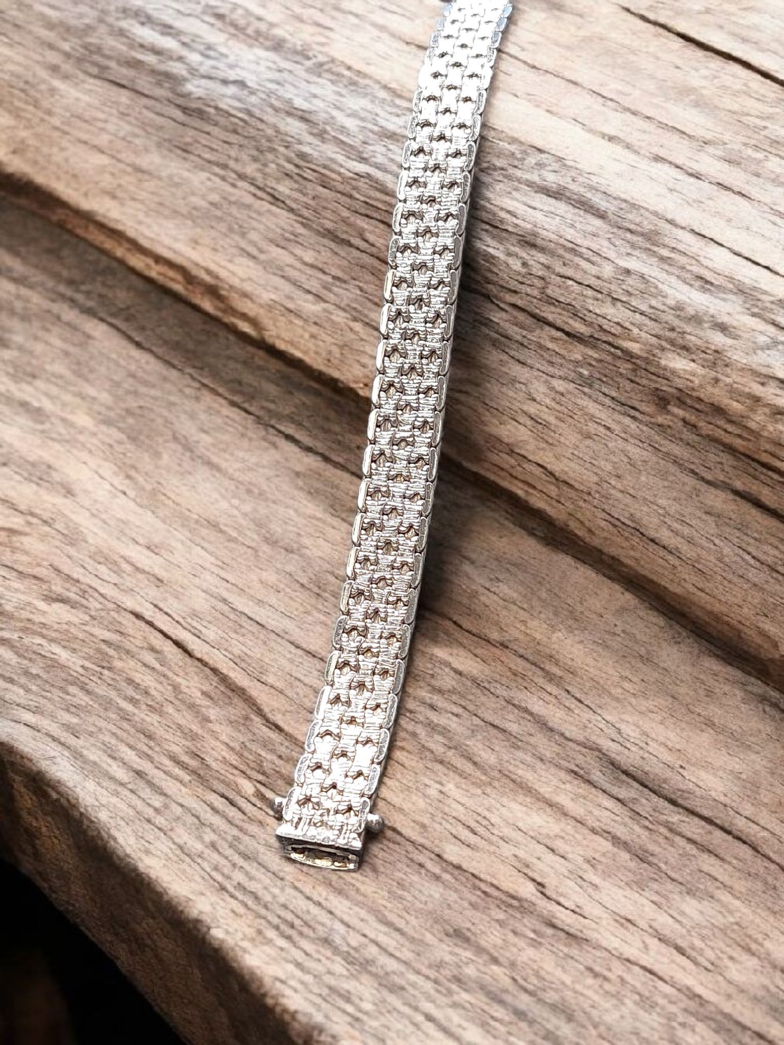 14kt Witgouden schakelarmband met bakslot. Occasion