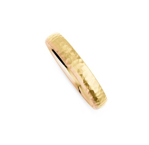 14kt bicolor ring geel en roodgoud met hamerslag 4mm breed 