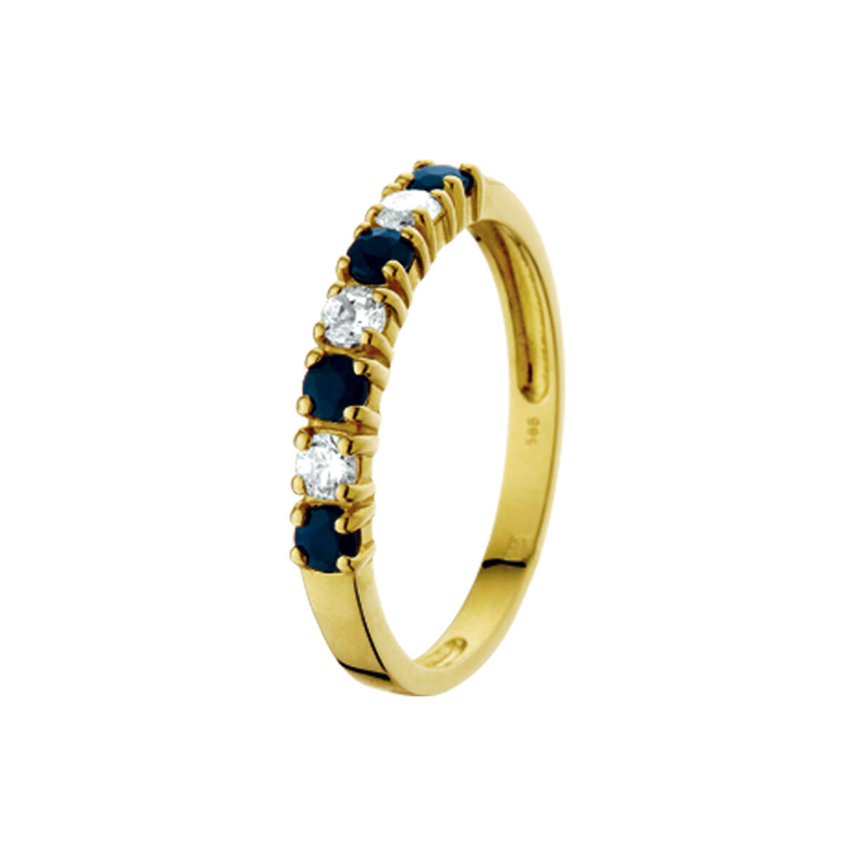 De Van Zaanen Goud Collectie 14k gouden ring met saffier en zirkonia is een elegante toevoeging aan elke sieradencollectie. Draag deze verfijnde ring solo voor een klassieke uitstraling of combineer met andere sieraden voor een gedurfde stijl.