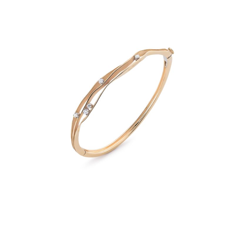 Dune Series Bracelet, 18Kt Orange Apricot Gold with Diamonds, circumference 17 cm

Dia ct. 0.3