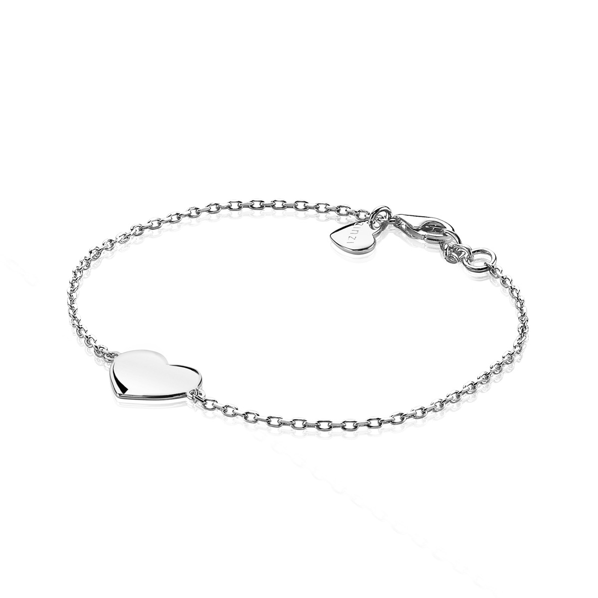 ZINZI zilveren armband met hart plaatje 10mm om te graveren 17-20cm ZIA2346
