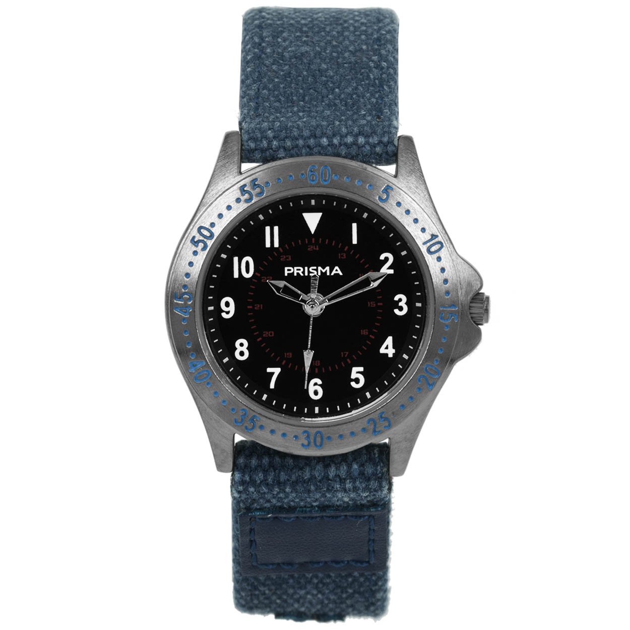Prisma horloge 258 jongens Bolk 

Algemeen
Geslacht: jongens
Model: CW258

Voordelen
- band canvas blauw (blauw kleurig stiksel)
- wijzerplaat zwart met witte cijfers (arabisch)
- duidelijke tijdsweergave
- spat waterdicht: handenwassen, regen
- quartz
- maat kast 31,5mm (breedte) 8mm (dikte)

