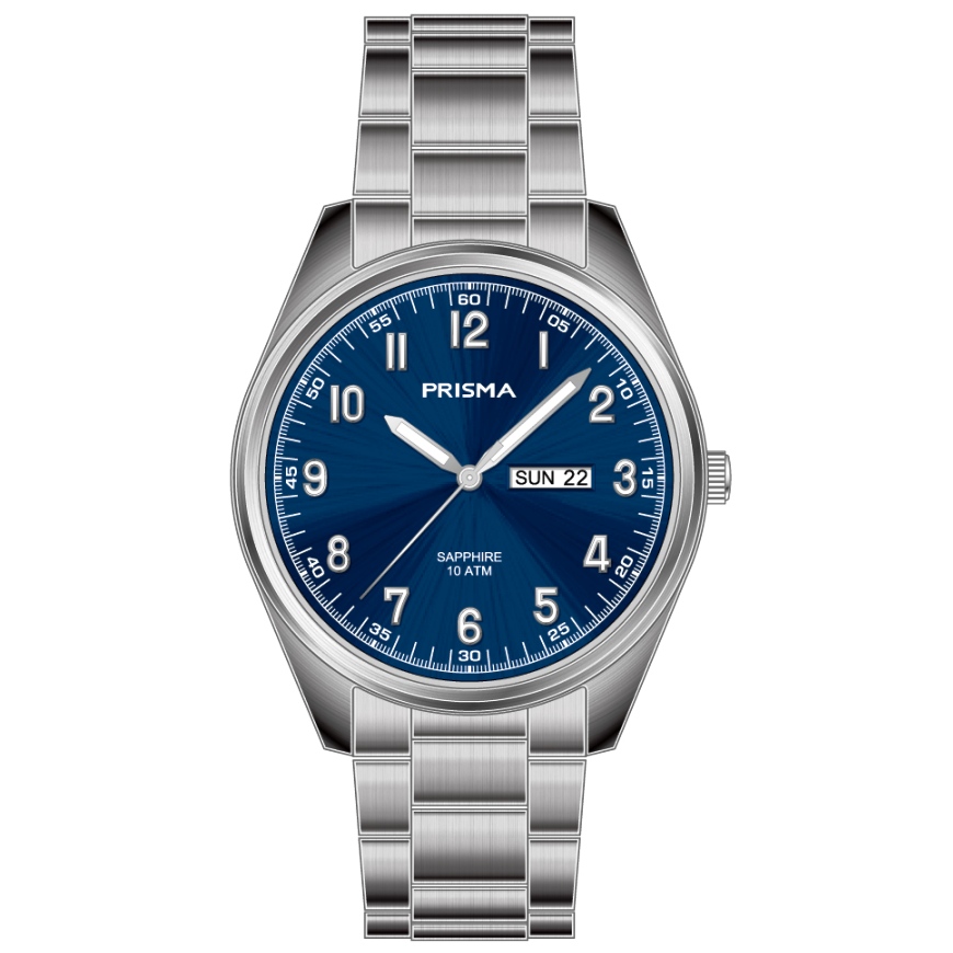 Prisma heren P.1303 horloge titanium saffierglas 10 ATM 		
		
Algemeen		
Artikelnummer: P1303		
Geslacht: heren		
Uurwerk: Miyota (GM02) 		
Waterbestendigheid: 10 ATM/BAR		
		
