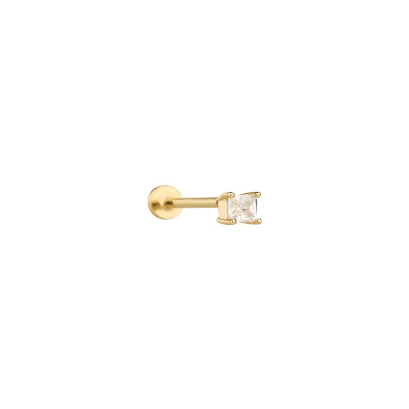 MY iMenso ODM "1 ear piercing Princess CZ 4mm" earstud (925/0,5Mgold-plated)